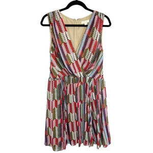 ERIN Erin Featherstone Multicolor Chevron Faux Wrap Sleeveless Dress Size 12